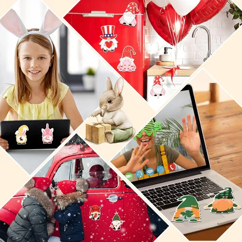 Miniatura 5 de Sinmoe 24 imanes navideños de gnomo de temporada, imanes para refrigerador, puerta de garaje de Pascua, gnomos para nevera, resorte magnético