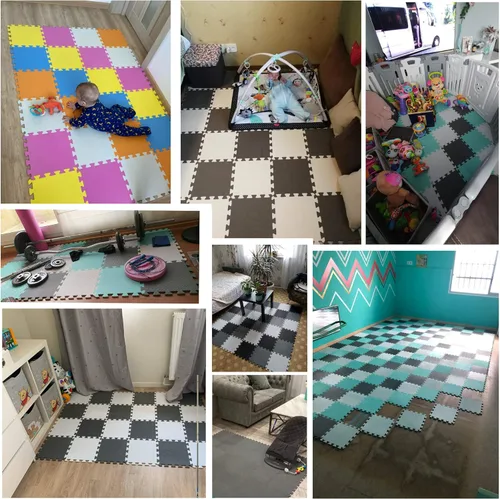 Miniatura 2 de YIMINYUER Alfombra de juego para bebé, 20 piezas de rompecabezas de espuma EVA suave para ejercicio y yoga, alfombrilla no tóxica portátil para sala