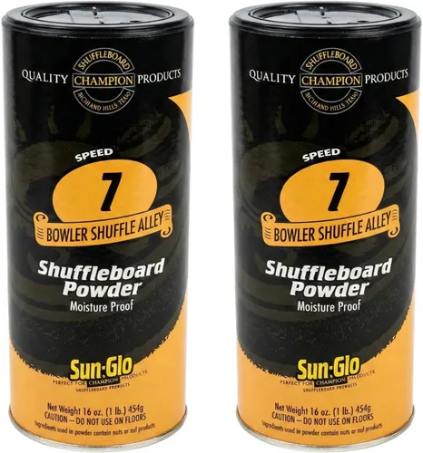 Sun-Glo Speed 7 (Shuffle Alley) Shuffleboard Powder – La clasificación de arena más lenta para mesas de 9 pies y juegos de arcade – 16 oz Shaker Can