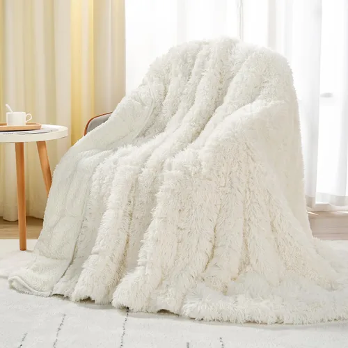Miniatura 12 de Uttermara Manta con Peso de Piel Sintética Peluda Tamaño Queen, 15 libras, Pelo Largo, Manta de Cama Sherpa Suave y Esponjosa para Adultos, Manta