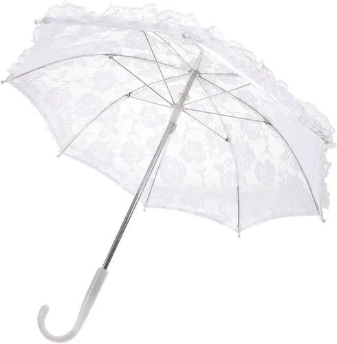 Gadpiparty Paraguas decorativo de encaje blanco artesanal para fotografía, paraguas pequeño de encaje vintage para fotografía de escenario, 3.25 oz