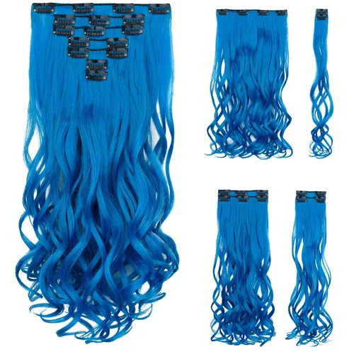 Miniatura 47 de SYXLCYGG Extensiones de cabello rubio, 2 unidades, extensiones de cabello con clip de 22 pulgadas, 5 onzas, lacio, sintético, esponjoso, rubio
