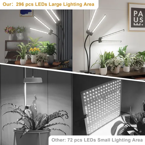 Miniatura 6 de Luz LED de cultivo, lámpara de crecimiento para plantas de interior con clip de espectro completo blanco súper brillante de 6000K con cabezal doble