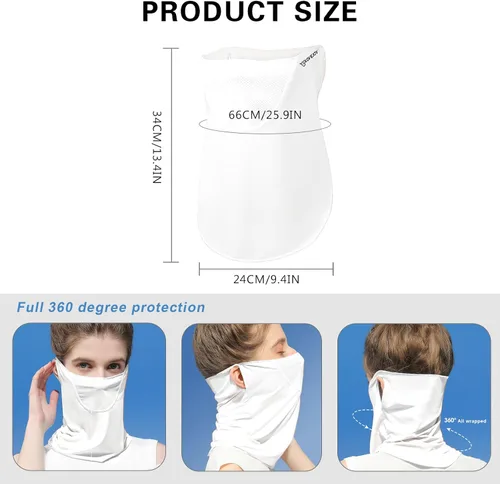 Miniatura 6 de PROUDDEMON Máscara facial UV UPF 50+ para mujeres y hombres – Polaina de protección solar de cara completa de seda de hielo, velo refrescante