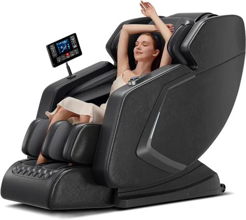 Massage Chair Full Body- Zero GravityMassage Recliner with Air Pressure, 10 Fixed Massage Rollers, Heating, Foot Roller, Bluetooth Speaker for Home