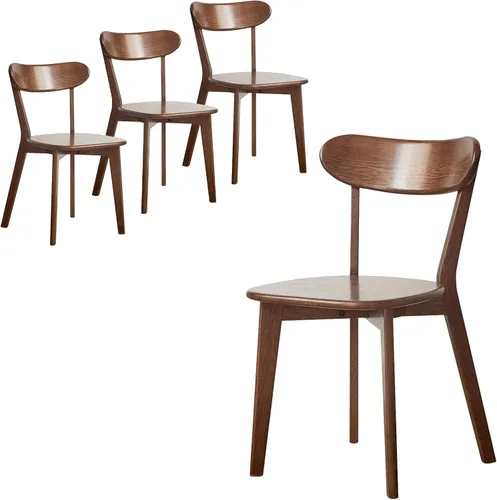 Miniatura 18 de Silla de comedor de madera maciza blanca, silla de comedor de roble de grado FAS individual, respaldo curvado resistente y diseño exterior de pata