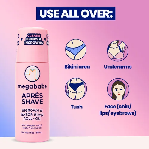 Miniatura 4 de Megababe Après Shave Después del afeitado y depilación Tratamiento roll-on para vellos encarnados y protuberancias de afeitado para mujeres