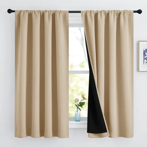 Miniatura 87 de NICETOWN Cortinas blancas 100% opacas, 2 capas gruesas completamente opacas con bolsillo para barra, cortinas aislantes térmicas para Blanco puro