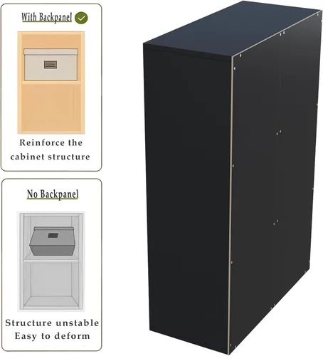 Miniatura 5 de OSCHF - Estantería de almacenamiento de 6 cubos, estantería de madera de 3 niveles con soporte en el suelo, estantería abierta para el hogar