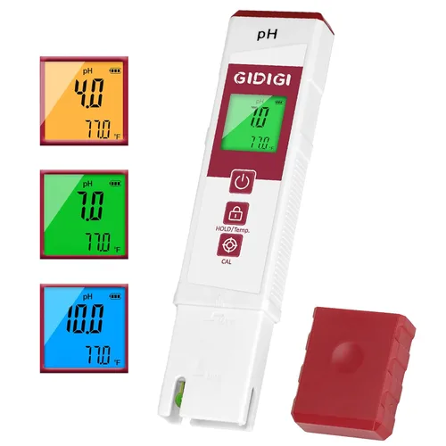 Medidor de pH para Agua, Medidores de pH Electrónicos con Pantalla de Color y Función de Tiras de Prueba de pH, Kit de Prueba de Nivel de pH Digital