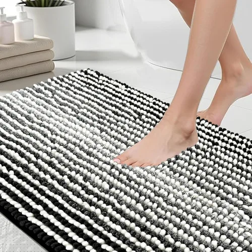 HDFK Alfombra de baño y alfombra de baño – Alfombra de ducha de felpilla extra grande, de secado rápido, antideslizante, con base adhesiva
