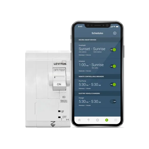 Miniatura 5 de Leviton Disyuntor inteligente de 2ª generación con control remoto, GFCI, 1 polo, 20 amperios, 120 voltios, clasificación de interrupción de 10kA