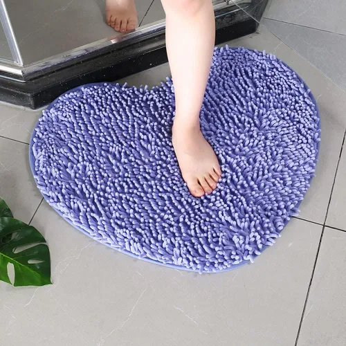 Miniatura 4 de vctops Alfombras de baño de felpilla en forma de corazón, extra suaves y absorbentes, antideslizantes, lavables, alfombra de felpa para bañera