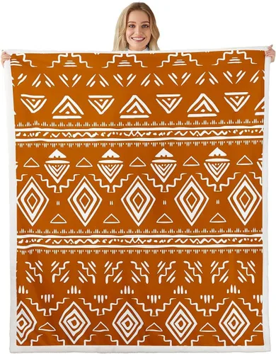 Miniatura 23 de Manta Decorativa Tribal Boho Azteca para Hombres y Mujeres, Manta de Vellón Étnica Bohemia Negro y Blanco de 50"X60", Manta Sherpa del Suroeste
