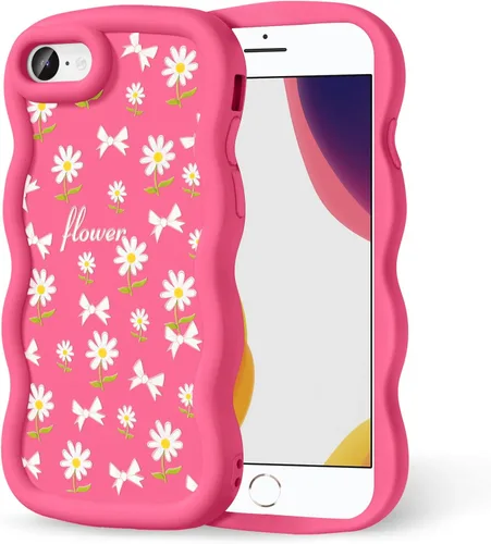 Miniatura 237 de Compatible con iPhone SE/8/7 Funda para Mujeres y Niñas, Marco Ondulado Rizado con Patrón Lindo, Estética Delgada Suave Silicona TPU Parachoques