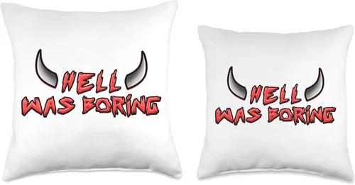 Miniatura 3 de HELL WAS BORING hell was boring satan pentagram hells Throw Pillow
