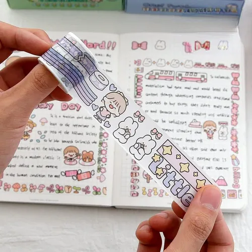 Miniatura 7 de 12 rollos de cinta kawaii de arte washi, suministros de oficina para la escuela, estética, juego de cinta adhesiva decorativa de dibujos animados