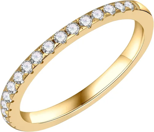 SMILEST 1.8mm Moissanite Eternity Band Rings for Women, 0.25 0.3ct D Color VVS1 Clarity Lab Created Moissanite 14K White Yellow Rose Gold Vermeil