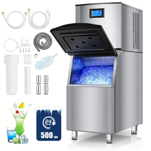 Miniatura 10 de Commercial Ice Maker Machine 380LBS/24H, 250LBS Stainless Steel Storage Bin, 132 Ice Cubes in 8-15min, Self-Cleaning, Air Cooled Ice Machine with