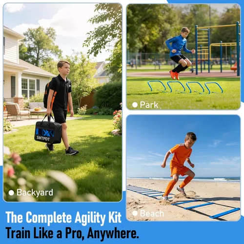 Miniatura 6 de Agility Ladder,Soccer Training Equipment Set,20ft Speed Ladder,4 Agility Hurdles,Football Basketball Training Equipment,Football Accessories for