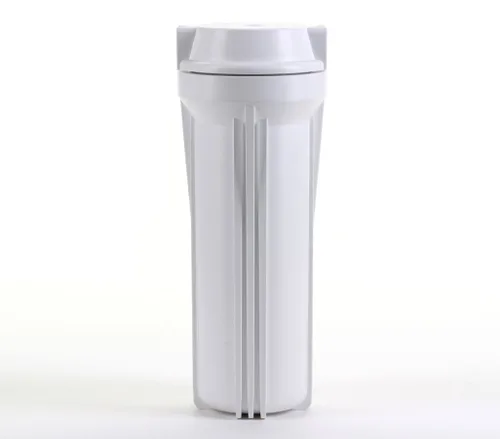 Hydronix HF2-10WHWH14, 10" Carcasa blanca con tapa plana blanca para sistemas RO y de filtración, puertos de 1/4"