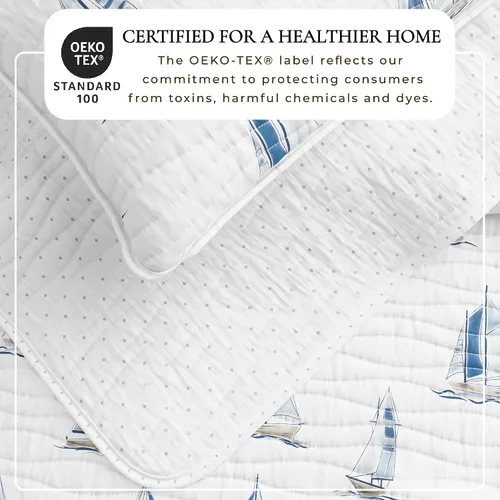 Miniatura 2 de Great Bay Home Juego de edredón costero, juego de ropa de cama náutica de 2 piezas, tamaño individual/individual XL, colcha reversible ligera