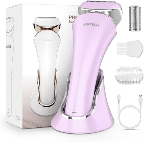 Miniatura 9 de PRITECH Maquinilla de afeitar eléctrica para mujer, afeitadora recargable para mujer, afeitadora portátil para piernas, brazos, axilas, bikini