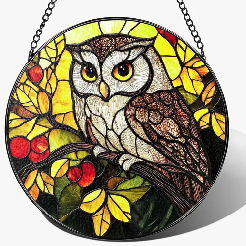 Miniatura 19 de Colgante de Vidriera, Gato Negro de 8 Pulgadas sobre Libro Atrapasol de Vidriera, Decoración Colgante para Ventana, Regalos para Amantes