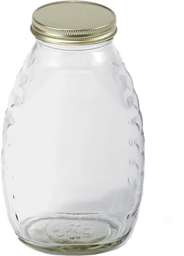 Little Giant® Tarro de vidrio Skep | Tarro de miel | Tapa hermética | Botella de vidrio | Paquete de 12 (transparente, 16 onzas)