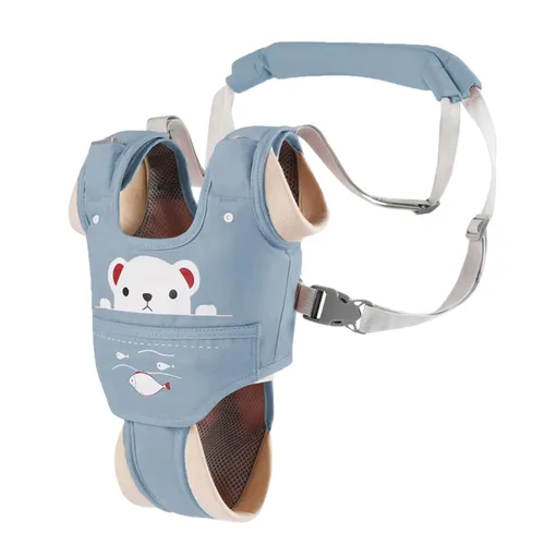 Miniatura 2 de Arnés de mano para caminar para bebé, cinturón ajustable para niños pequeños, arnés para caminar de pie, ayudante de aprendizaje con entrepierna Azul