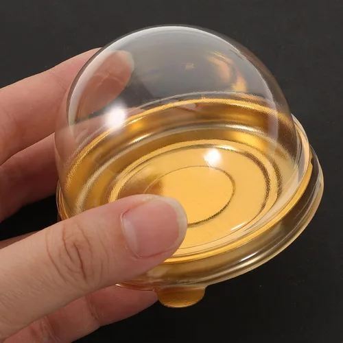 Miniatura 7 de Cabilock 50 piezas de plástico transparente mini caja para cupcakes titulares con tapa de cúpula de yema de huevo, hojaldre Mooncake contenedor