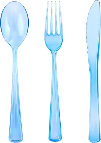 Miniatura 12 de WDF 180 cubiertos de plástico plateado – cubiertos de plástico plateado – cubiertos de plástico elegante resistente – 60 tenedores, 60 cuchillos, 60