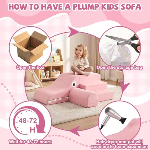 Miniatura 8 de Costzon Juguetes de escalada para niños pequeños, 3 piezas de bloques de escalada de espuma de cocodrilo con fundas de terciopelo extraíbles