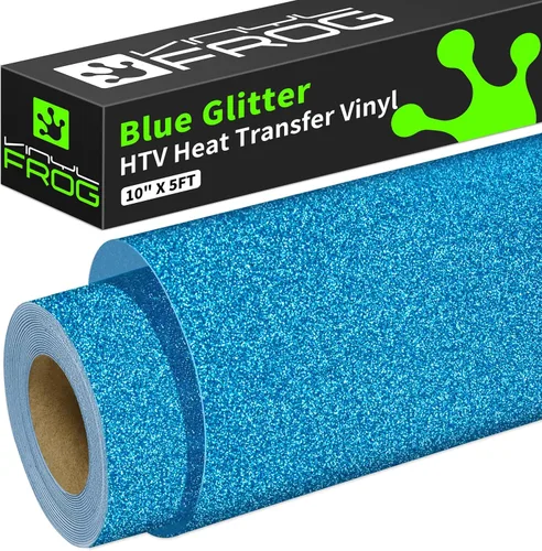 Miniatura 16 de VINYL FROG Rollo de vinilo de transferencia de calor con purpurina de 12 pulgadas x 5 pies, vinilo negro para planchar con purpurina para camisetas