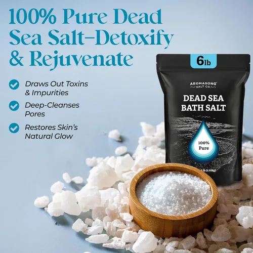 Miniatura 2 de Aromasong Baño de sal del mar muerto remojo 6 libras. Paquete a granel – Sales del Mar Muerto 100% naturales para remojar, relajar y desintoxicar