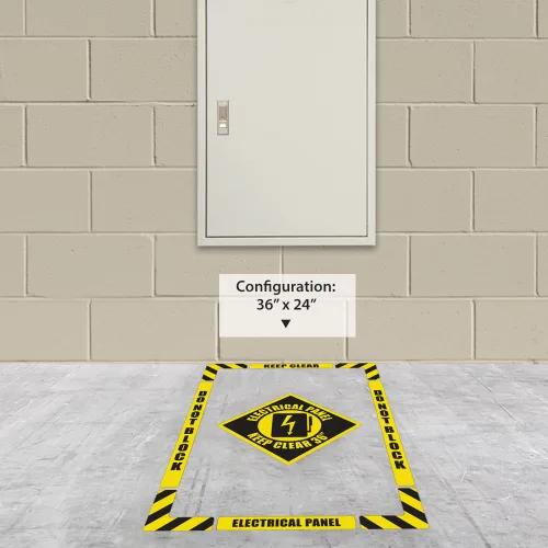Miniatura 8 de NMC Panel eléctrico Keep Clear Kit de marcado de piso de 36 pulgadas con superficie antideslizante texturizada, configurable