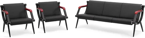 Miniatura 17 de wonline Banco de sala de espera, sillas de recepción de muebles de oficina con brazos, sillas de cuero adecuadas para clínica, aeropuerto, hospital