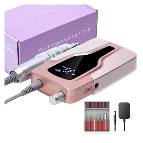 Lima de uñas eléctrica, 35000 rpm, máquina de manicura, recargable, potente lima de uñas eléctrica, motor profesional para esmalte de gel arcílico