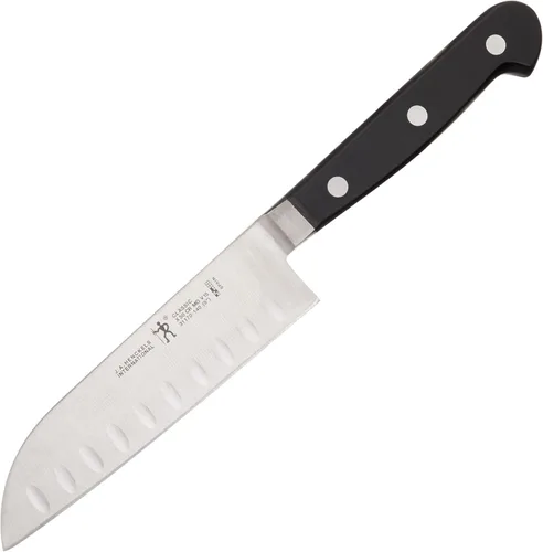 Miniatura 4 de HENCKELS Cuchillo Santoku clásico de 5 pulgadas, diseño alemán informado por más de 100 años de maestría, negro/acero inoxidable