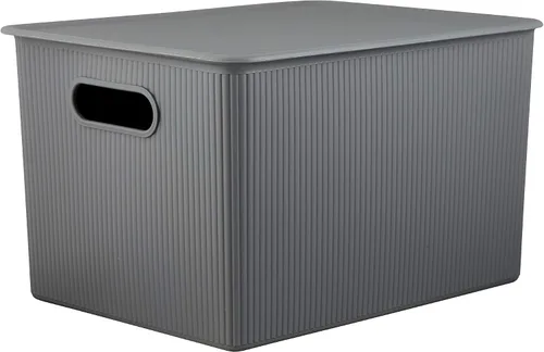 Miniatura 16 de Superio Colección acanalada - Cestas organizadoras decorativas de plástico para almacenamiento en casa, cajas contenedoras azules para organizar