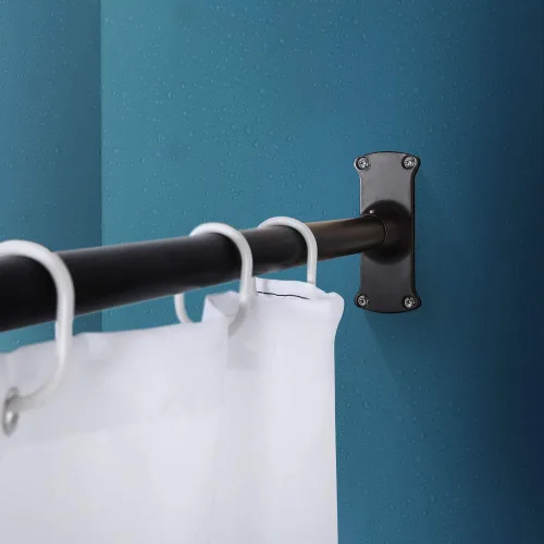 Miniatura 5 de PrettyHome Barra de cortina de ducha con forma de L, para baño, 28 x 68 pulgadas, acabado negro