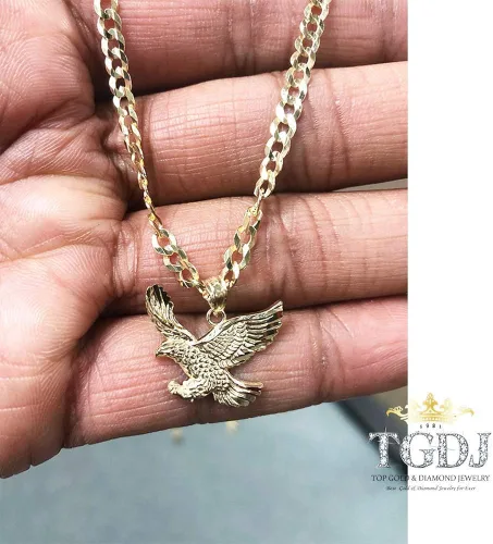 Miniatura 8 de Colgante de águila de oro amarillo de 14 quilates combina perfectamente con todos los colgantes joyería fina elegantemente elaborada gran regalo
