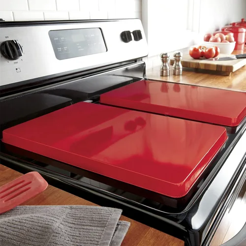 Montgomery Ward Fundas Premium para Quemadores Rectangulares Rojas, Set de 2 para Estufas de Gas y Eléctricas (Rojo)