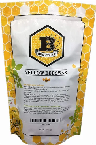 Miniatura 6 de Beesworks Gránulos de Cera de Abeja Amarilla (5 lb) A Granel 100% Pura, Grado Cosmético, Cera de Abeja Triple Filtrada para Cuidado de la Piel