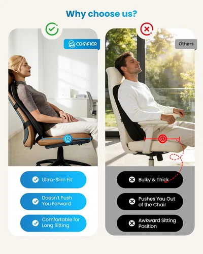 Miniatura 2 de COMFIER Masajeador de espalda ultra delgado con calefacción para silla, movimiento hacia arriba hacia abajo, 10 nodos de masaje, masajeador