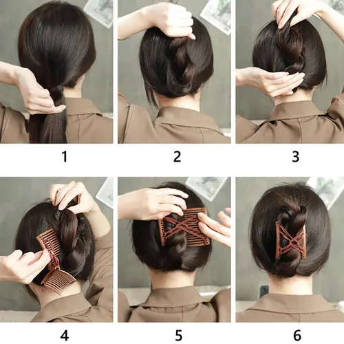 Miniatura 5 de 3 piezas de peine elástico mágico para el cabello, doble peine elástico, horquillas para mujeres, horquillas con cuentas, niñas, peinado vintage