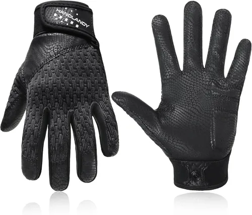 Miniatura 13 de HANDLANDY Guantes de bateo de béisbol para adultos y jóvenes, guantes de bateo de sóftbol con agarre transpirable para hombres, niños y niñas Blanco