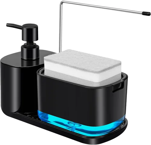 Miniatura 8 de Dispensador de jabón para platos de 10 onzas para fregadero de cocina con soporte de esponja, dispensador de jabón de cocina de calidad premium