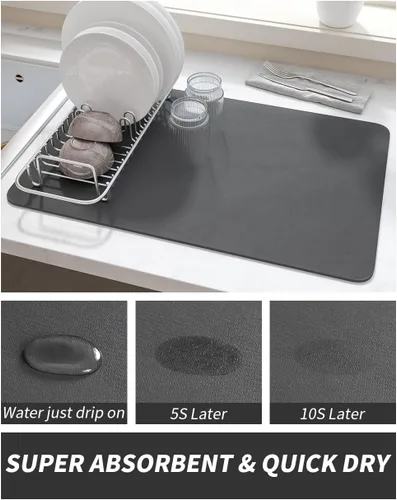 Miniatura 3 de AMOAMI Tapete de café absorbente con parte trasera de goma para secar platos para encimera de cocina, accesorios de bar para debajo de la cafetera