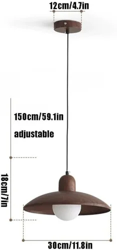 Miniatura 2 de Mid Century Vintage Pendant Lights, Modern White Glass Shade Ceiling Hanging Lighting, 11.8IN Large Wooden Chandelier for Dining Living Room Bedroom